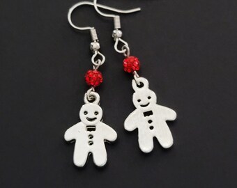 Gingerbread Man Earrings, Christmas Earrings, Holiday Earrings, Gingerbread Dangle Earrings, Festive Holiday Sparkle Gingerbread Man Jewelry