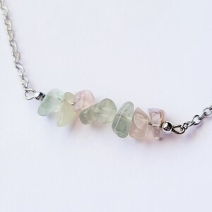 Fluorite Stone Bar Necklace, Personalized Gemstone Necklace, Beaded Fluorite  Bar Necklace, Layering Necklace, Minimalist Stone Necklace