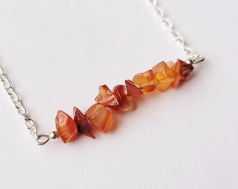 Carnelian Necklace, Gemstone Bar Necklace, Personalized Bar Necklace, Carnelian Stone Necklace, Layering Necklace, Carnelian Jewelry
