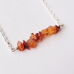 Carnelian Necklace, Gemstone Bar Necklace, Personalized Bar Necklace, Carnelian Stone Necklace, Layering Necklace, Carnelian Jewelry