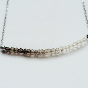 Smoky Quartz Crystal Necklace, Layering Necklace, Ombre Stone Necklace, Smoky Quartz Dainty Faceted Minimalist Necklace