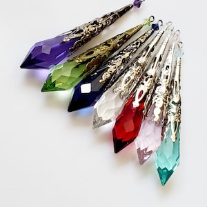 Collier en cristal victorien, élégant pendentif en cristal, superbe collier pendule en cristal