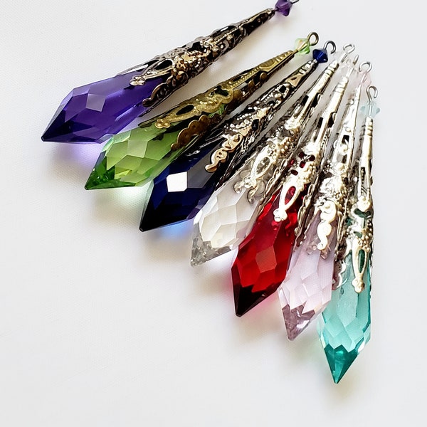 Victorian Crystal Necklace, Elegant Crystal Point Pendant, Stunning Crystal Pendulum Necklace