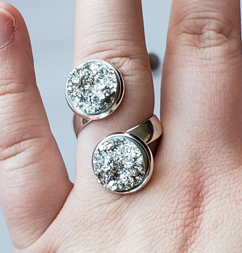 Silver Statement Ring Light Blue Shimmer Ring Silver Twisted Ring Blue Statement Ring