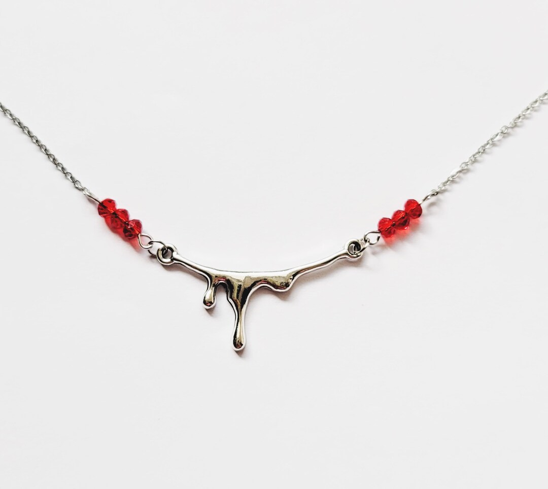Blood Necklace Halloween Necklace Vampire Jewelry Creepy Etsy