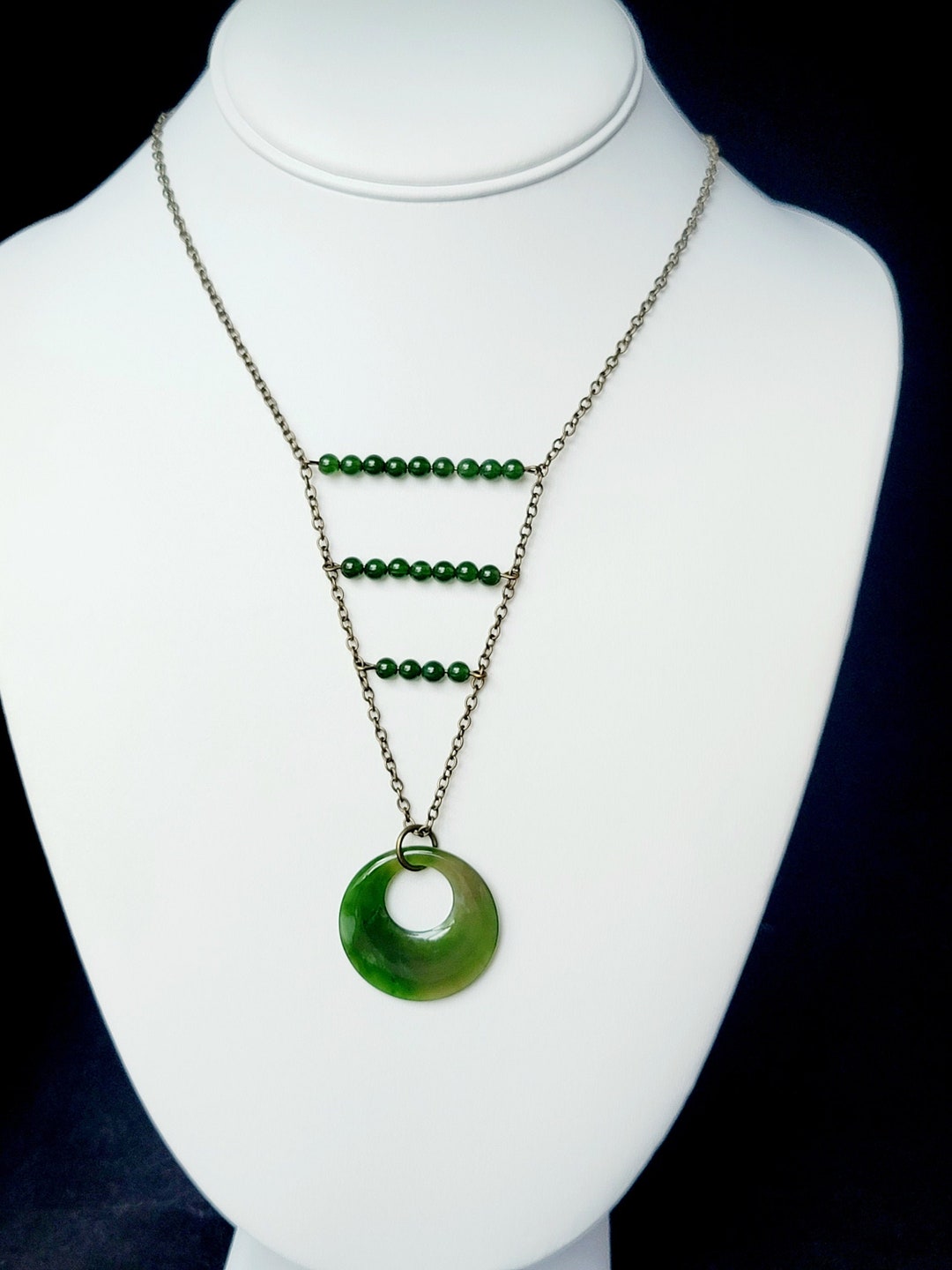 Green Jade Necklace Boho Green Jade Nature Forest Necklace Etsy UK