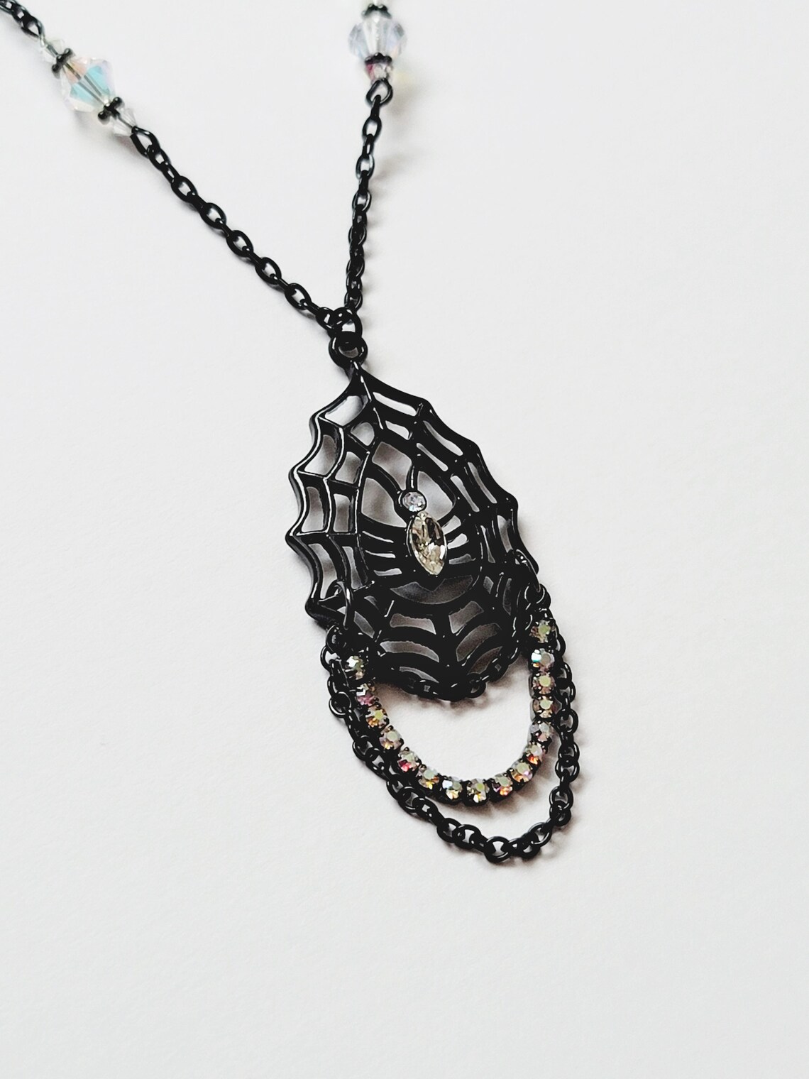 Spider Necklace Halloween Necklace Black Spider Gothic Etsy