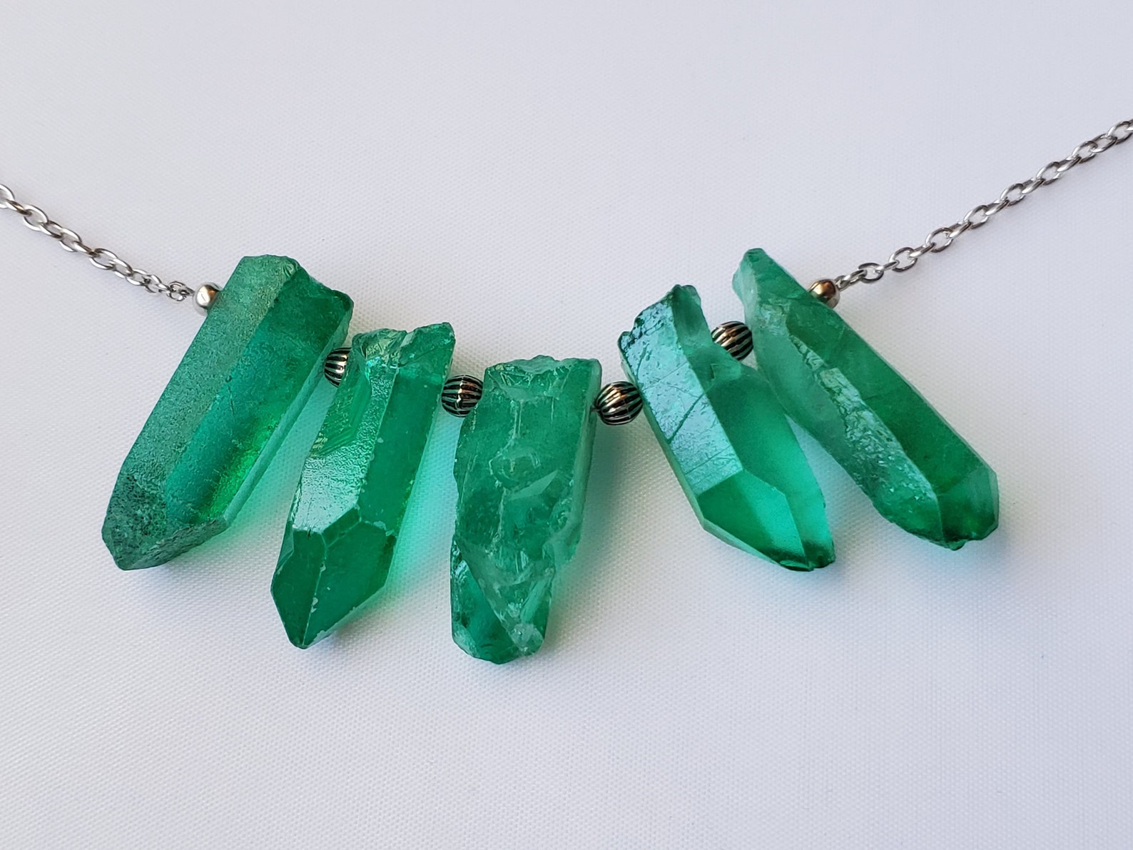 Emerald Green Stone Necklace Rough Stone Jewelry Set Raw Etsy