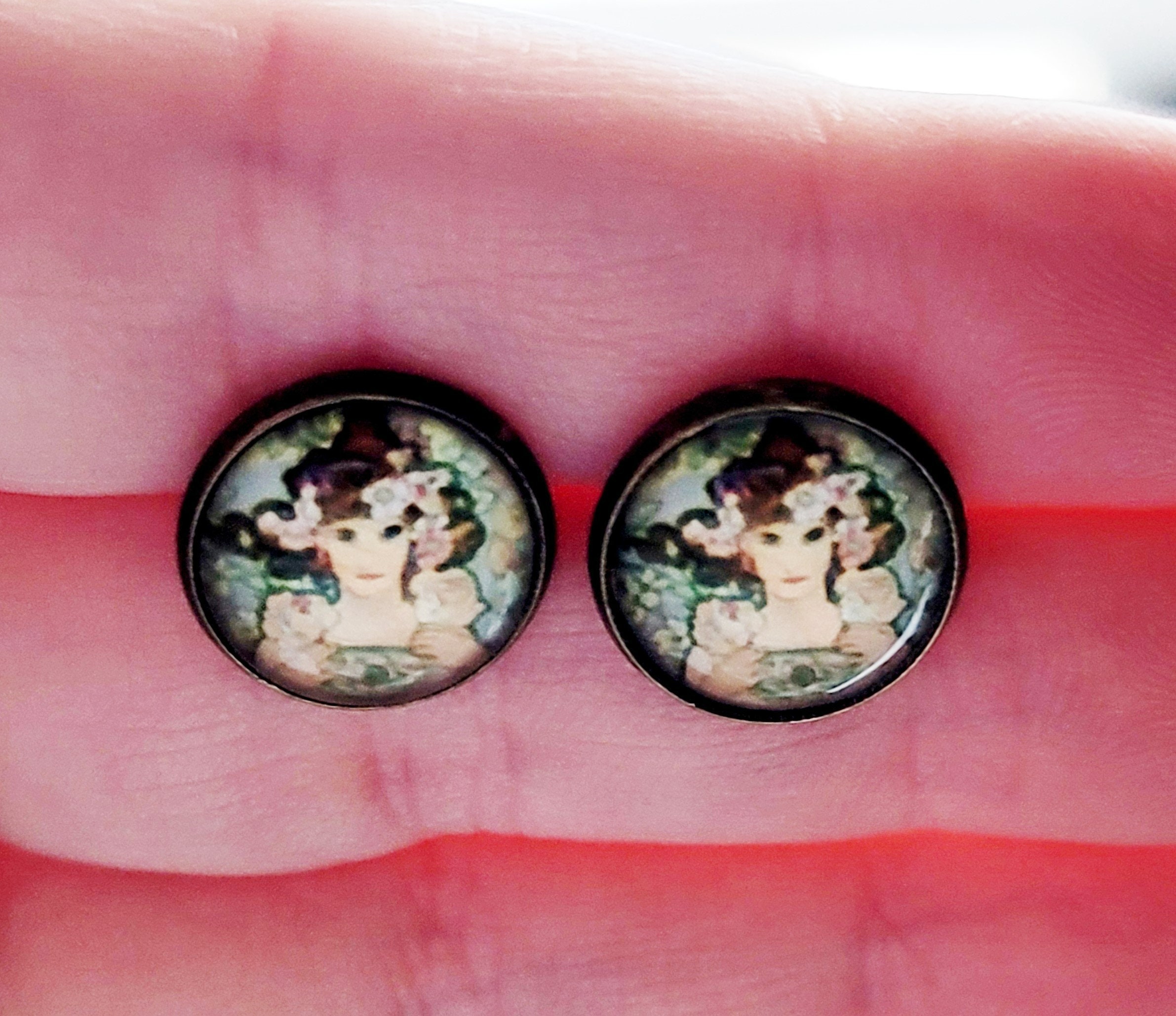 Art Nouveau Stud Earrings Victorian Style Stud Earrings Etsy