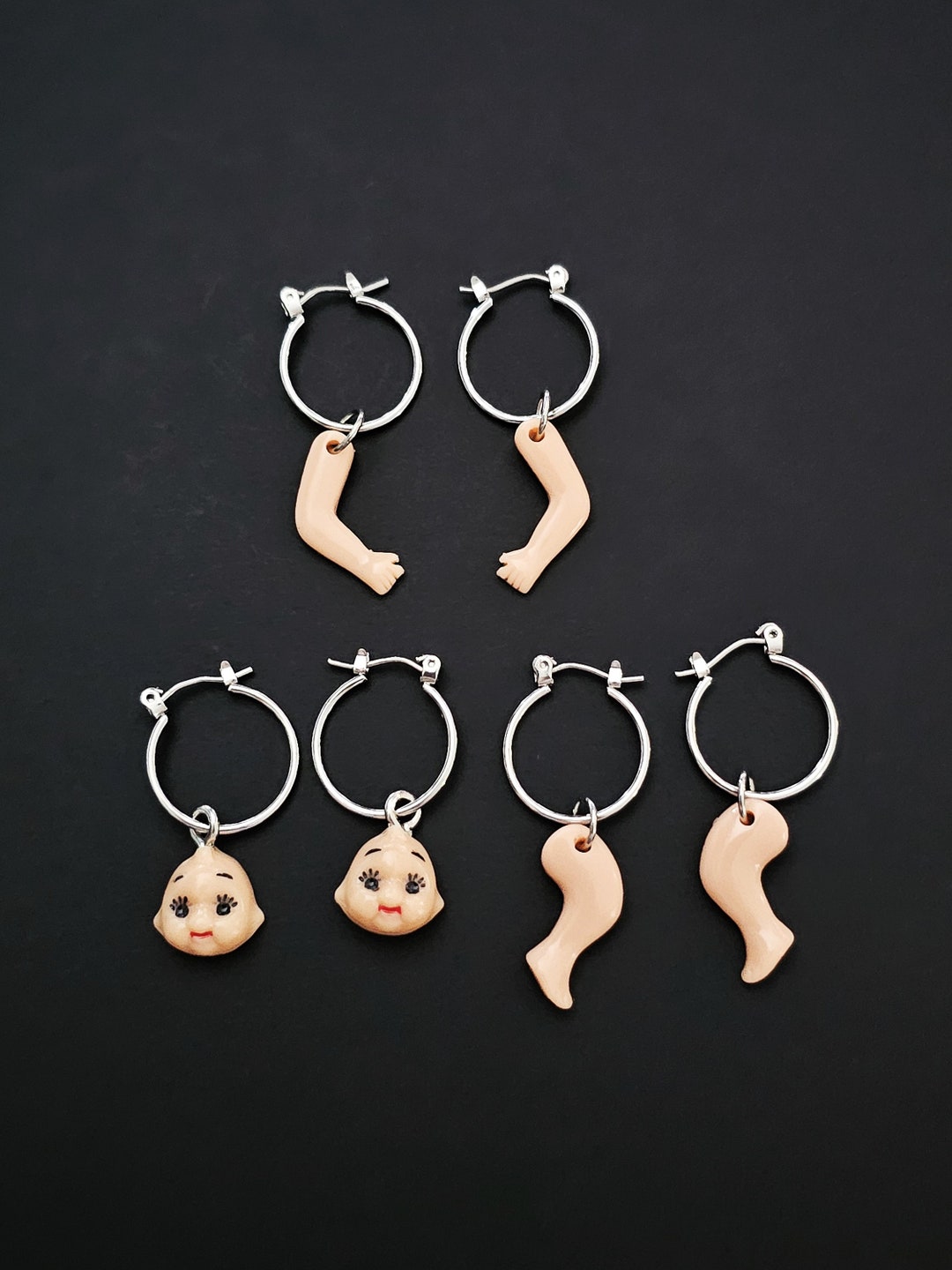 Creepy Baby Doll Part Earrings, Halloween Earrings, Baby Doll Earrings