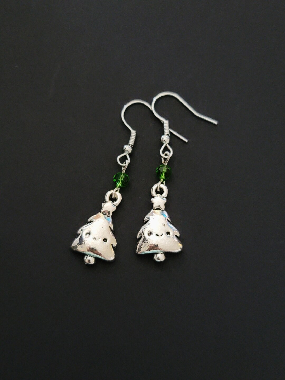 Cute Christmas Tree Piercing Dangle Earrings Golden Silver Two Tone Women Holiday Gift main image 1