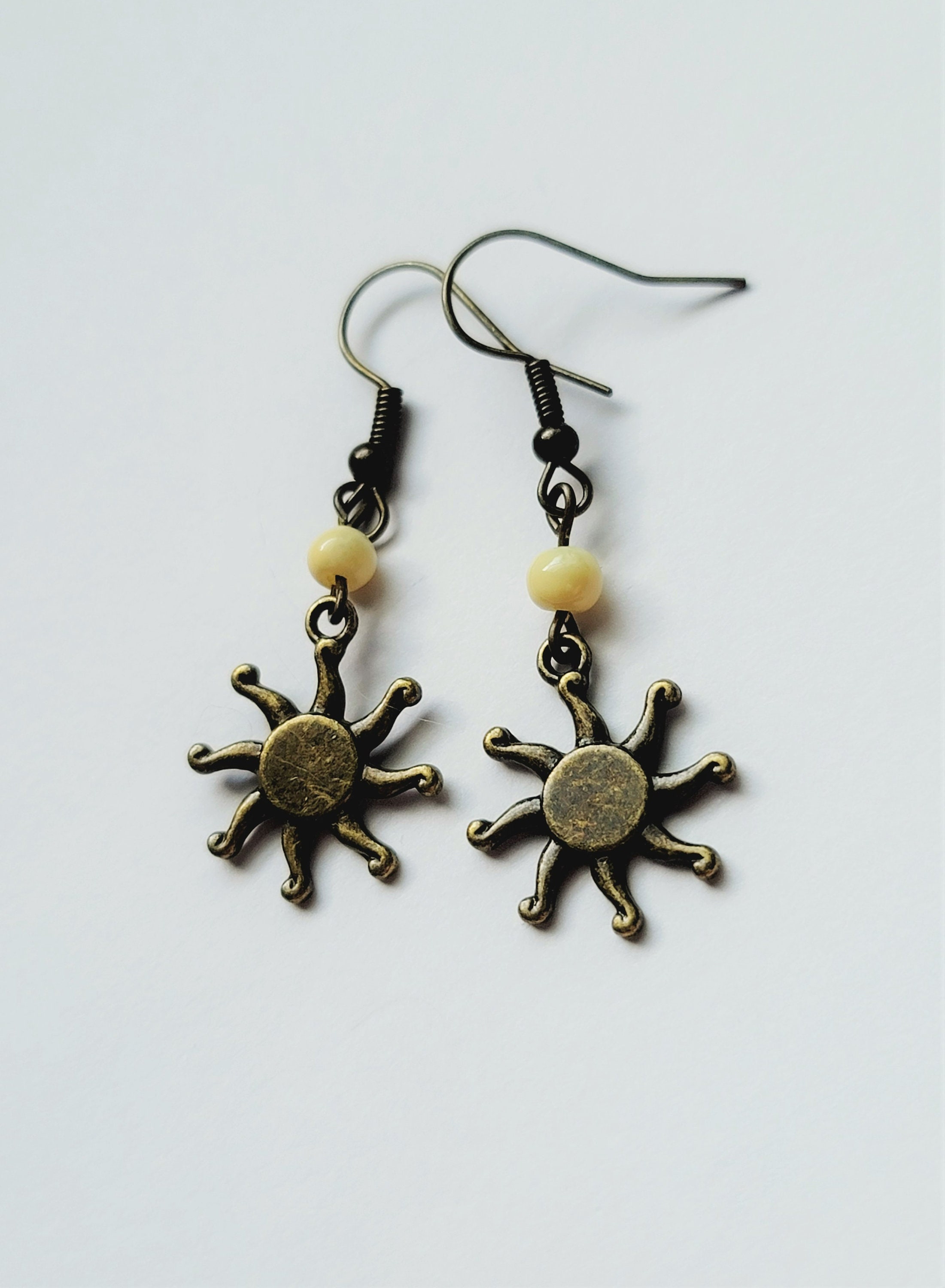 Sun Earrings Boho Summer Sun Dangle Earrings Bronze Sun Etsy UK