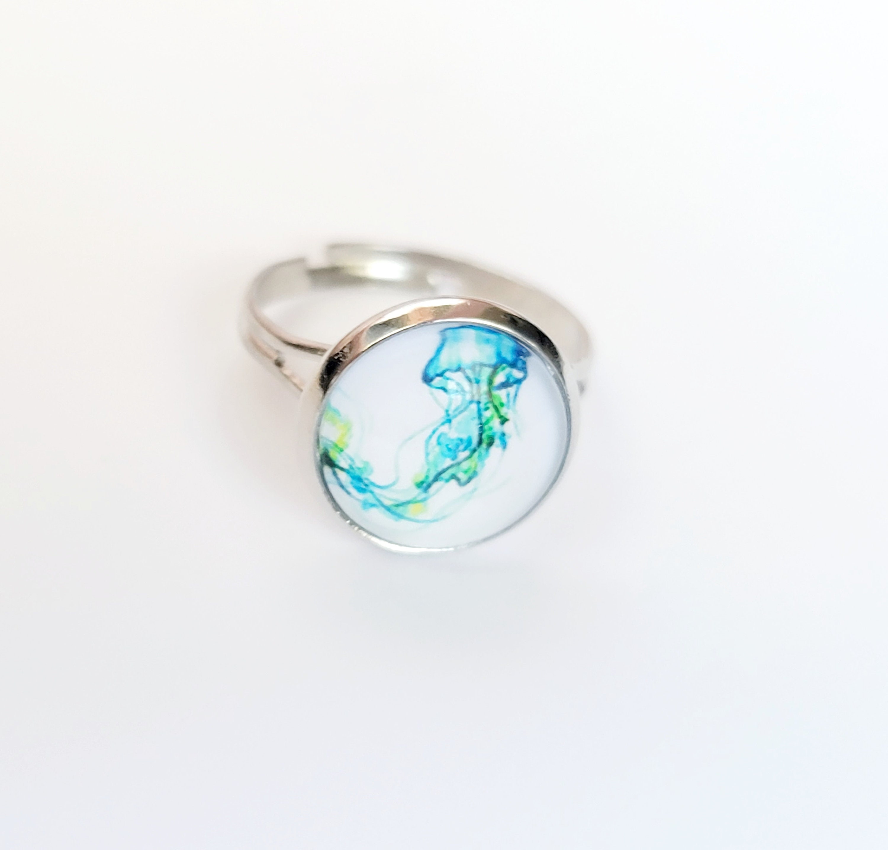 Jellyfish Ring Cute Blue Jellyfish Ring Jelly Fish Jewelry Etsy