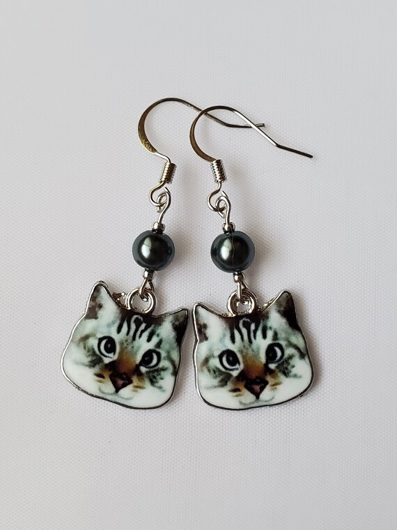 Cat Earrings Cat Face Earrings Quirky Cat Earrings Fun Cat Lady