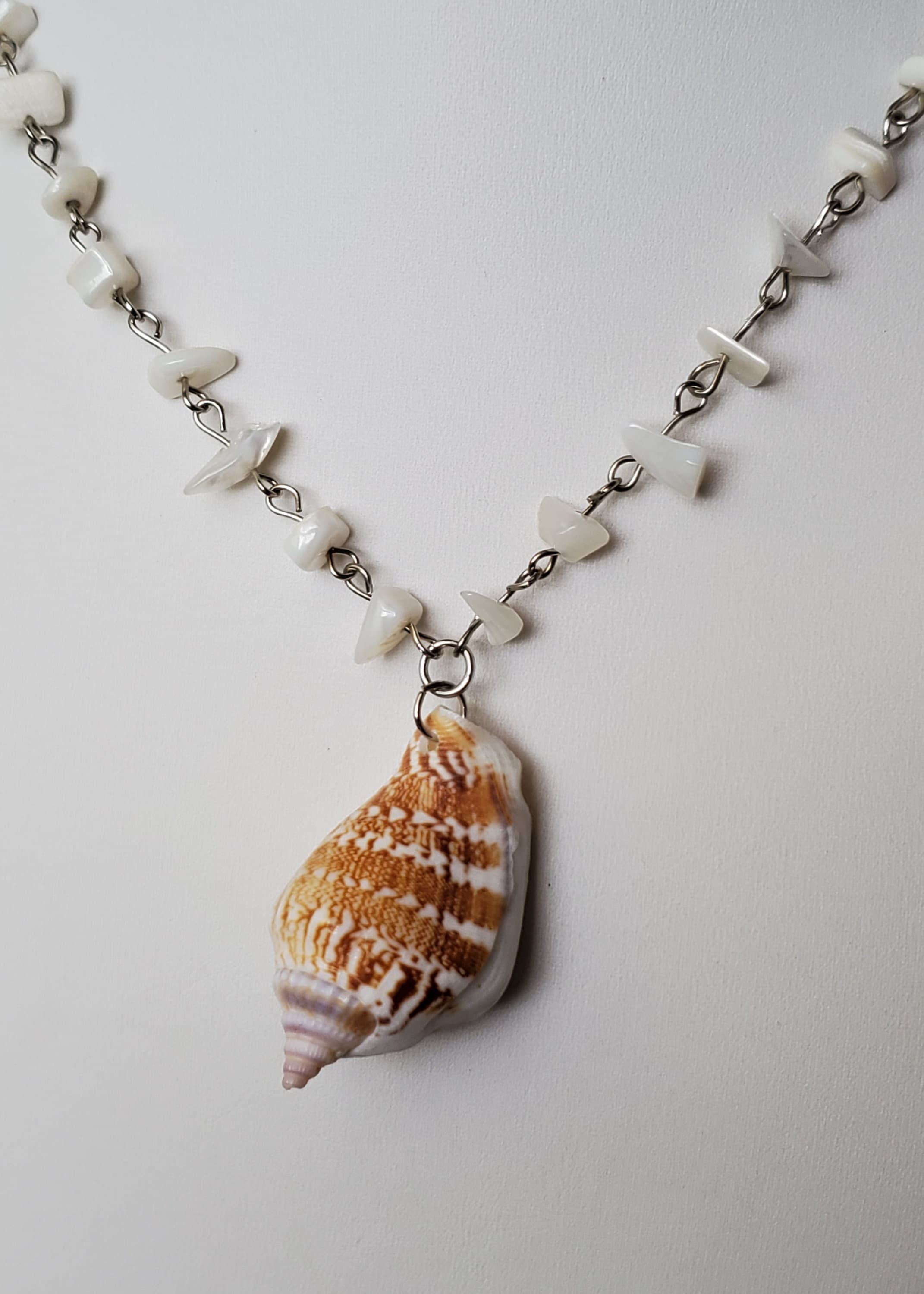 Conch Shell Necklace Mother of Pearl Chain Necklace Long - Etsy