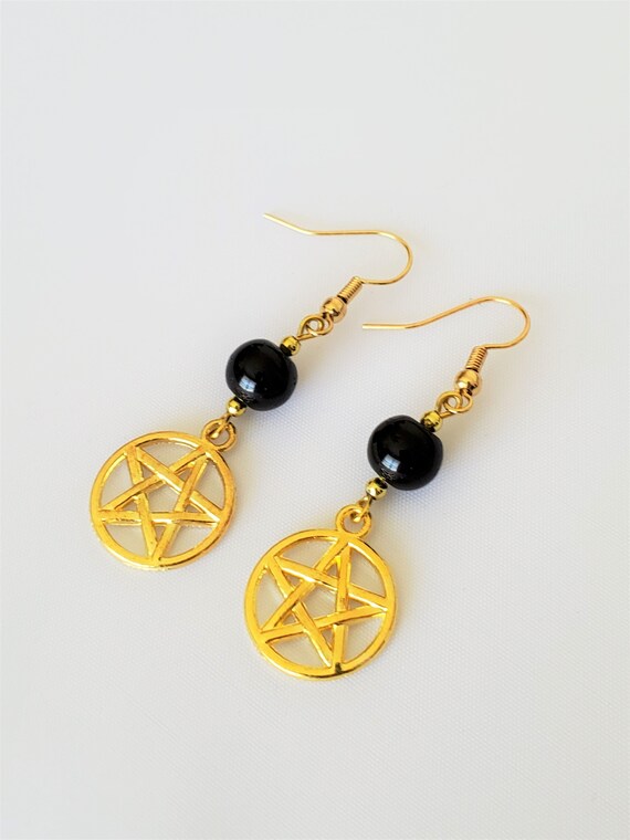 Gold pentagram earrings online