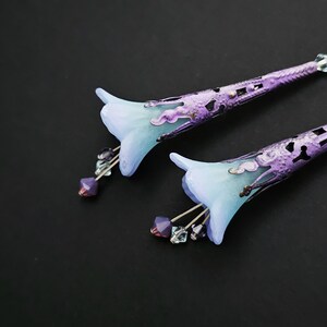 Purple Flower Dangle Crystal Elegant Earrings, Romantic Earrings, Spring Floral Earrings, Victorian Style Flower Earrings