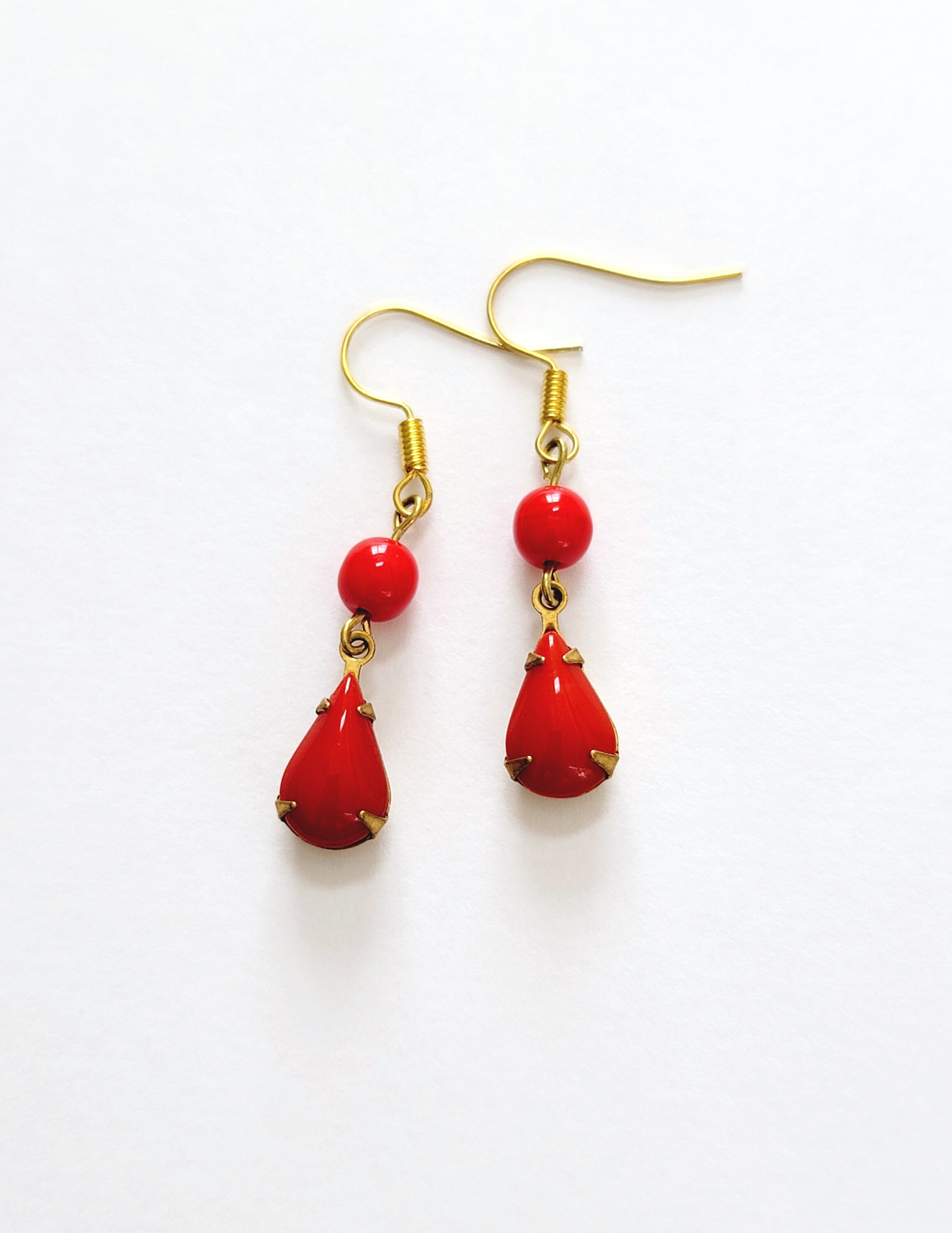 Red teardrop earrings discount