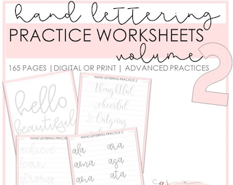 Handlettering Practice Sheets | Hand Lettering Practice Worksheets | Digital and Printable | Learn Calligraphy