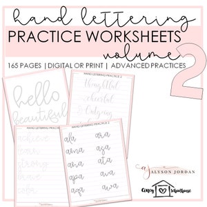 Handlettering Practice Sheets | Hand Lettering Practice Worksheets | Digital and Printable | Learn Calligraphy