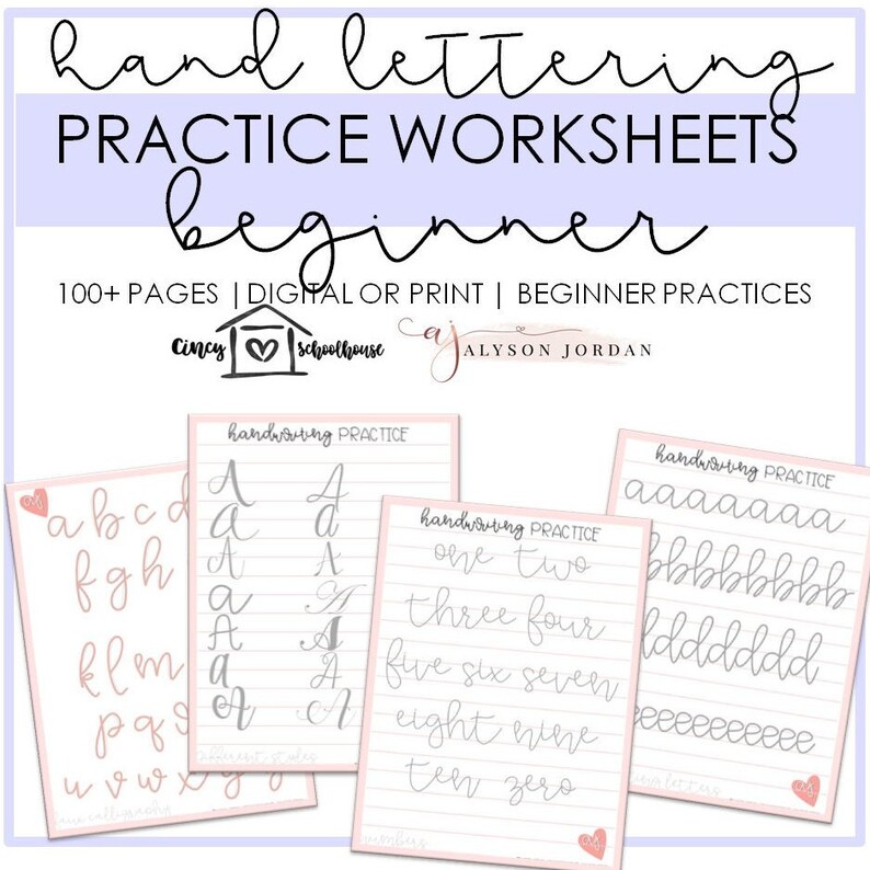 Handlettering Practice Sheets Beginner Hand Lettering Etsy etsy