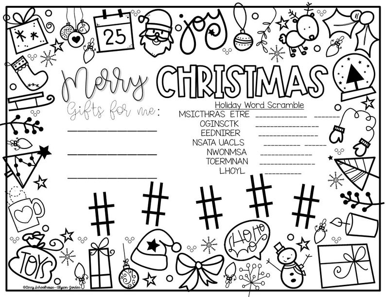 Holiday Coloring Placemats - Etsy