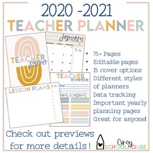 2020-2021 Boho Chic Teacher Planner | Editable | Neutral Teacher Binder