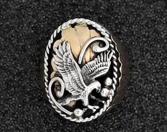 Rare antique art deco sterling silver gold filled US WW2 sweetheart badge with eagle rhinestone LOUYTN