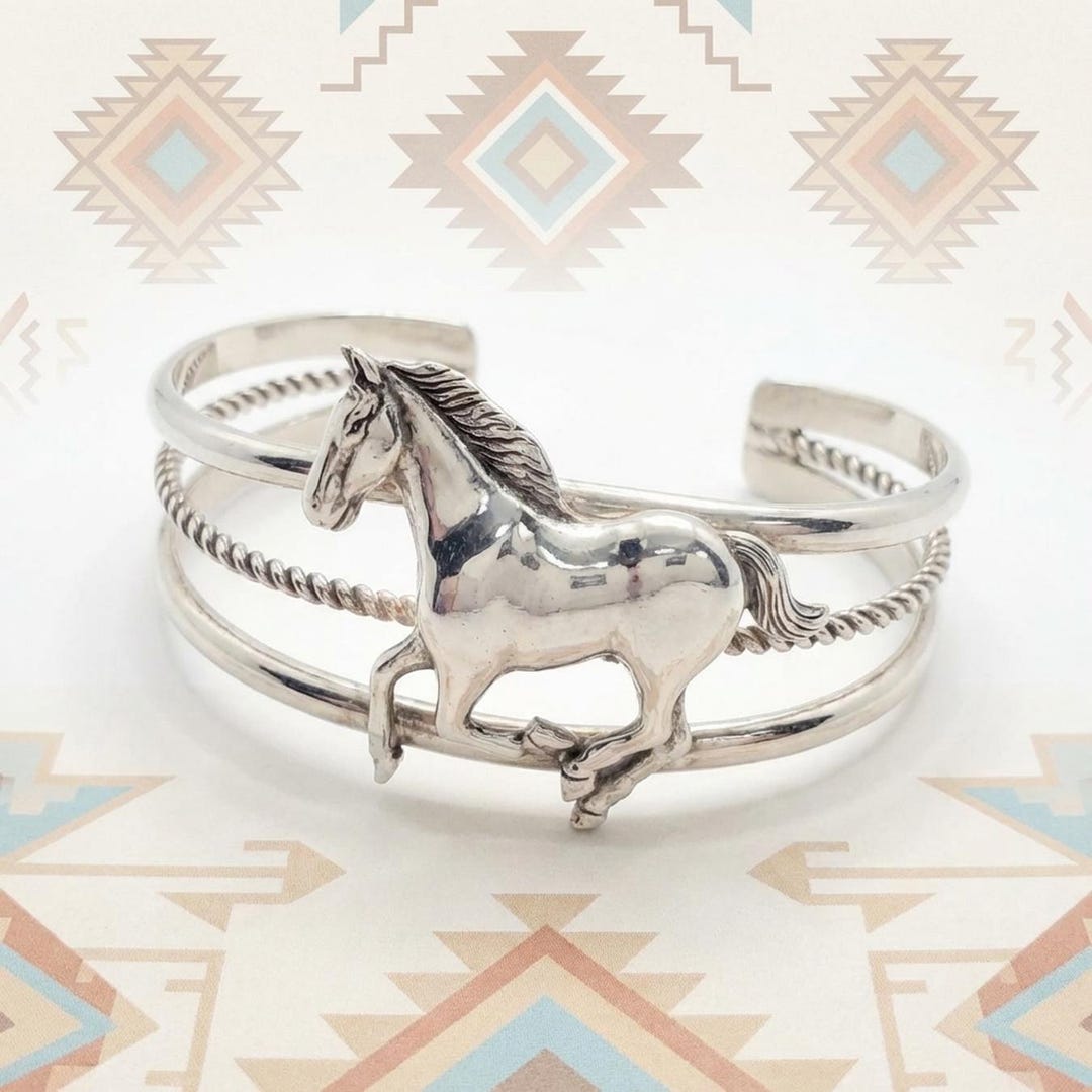Sterling Silver Horse Cuff Bracelet – Western Equestrian Jewelry