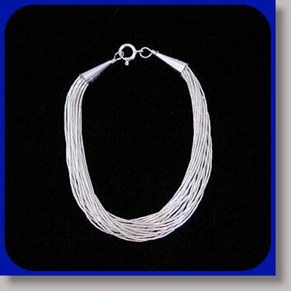 Bracelet en argent liquide 20 brins x 7,5 pouces