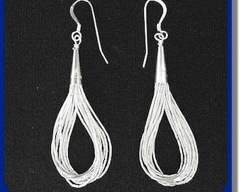 Liquid Silver Earrings 20 Strands