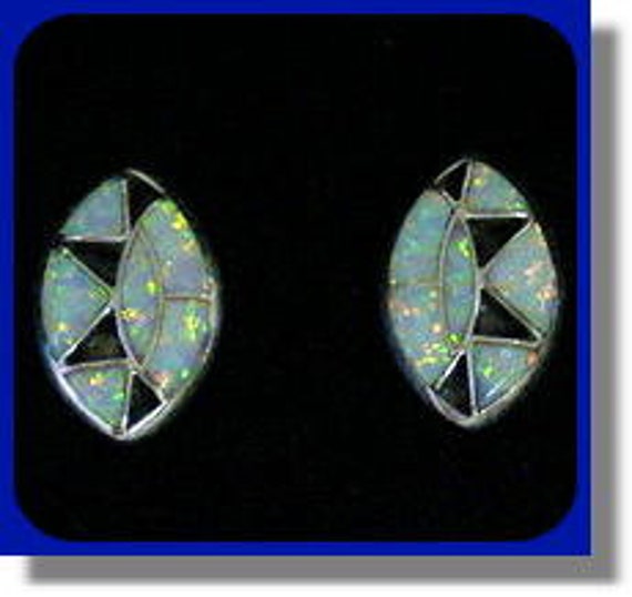 Zuni White Opal Earrings - image 1