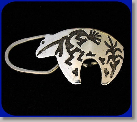 Bear Key Ring w/ Kokopelli & Corn Symbols - image 1