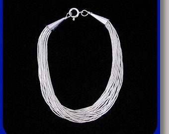 Liquid Silver Bracelet 10 Strands by 7 Inches Long