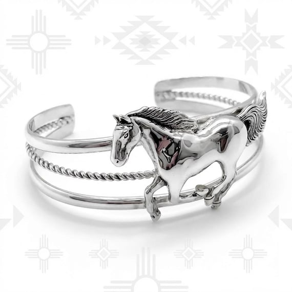 Sterling Silver Horse Cuff Bracelet – Western Equestrian Jewelry
