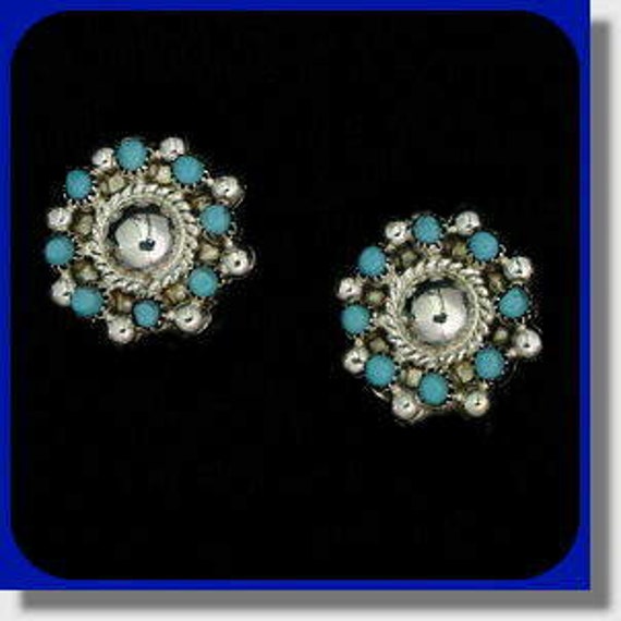 Turquoise Button Earrings - image 1