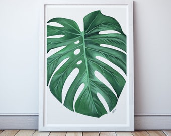 Monstera Tropical Leaf Wall Art Poster