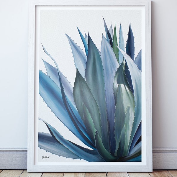 Blue Agave Acrylic Painting Art Print