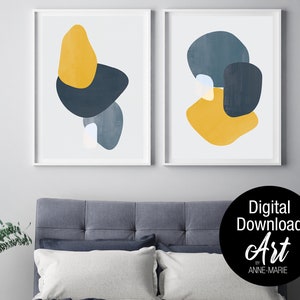 Mustard Yellow Grey Texture Abstract Art Print.