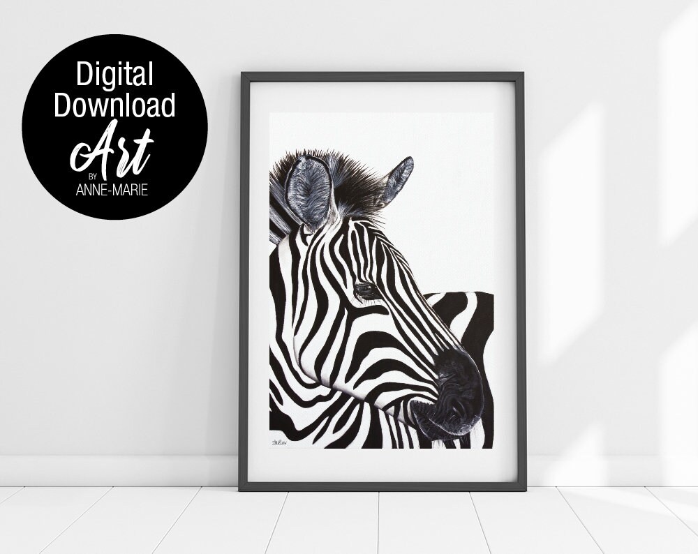 Zebra Art Print. Original Zebra Painting by Annemarie Bloor. Etsy