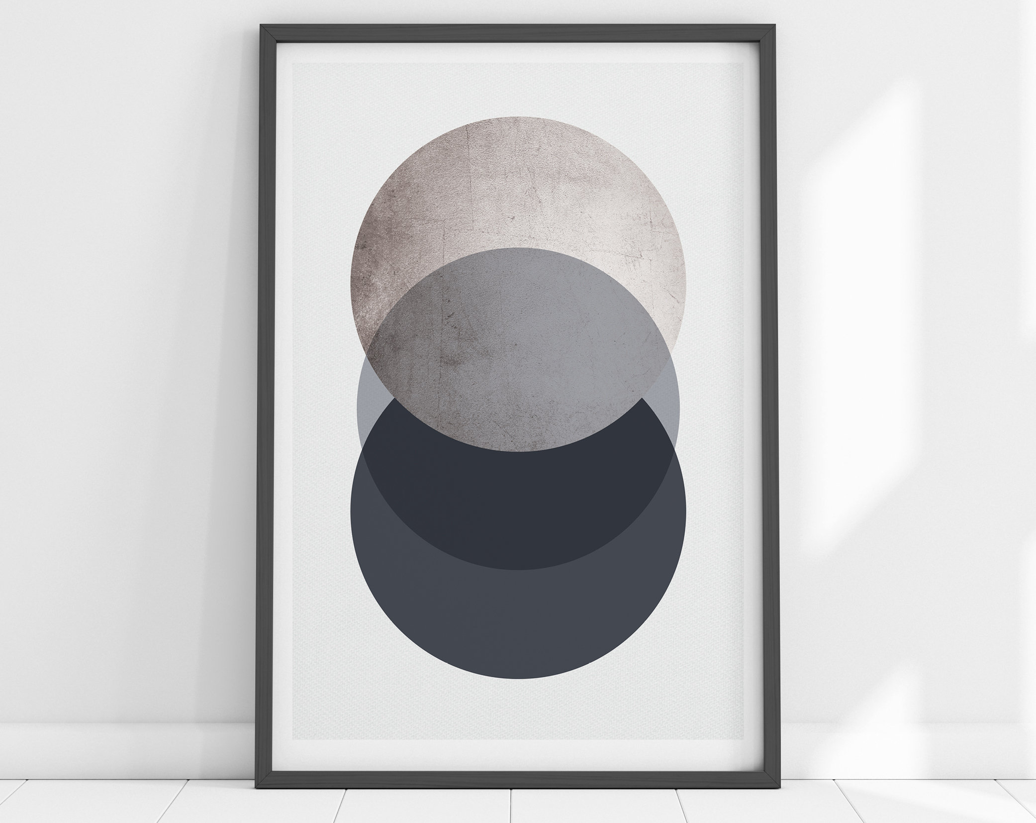 Scandinavian Style Circle Art Print. Grey Silver Circle Home Decor