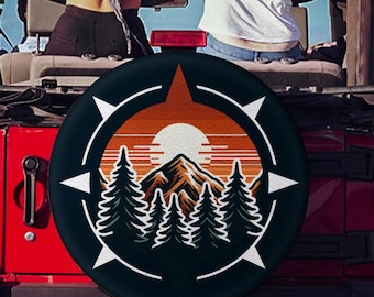 Personalized Forest Sunset Spare Tire Cover: Waterproof PVC Leather, Fits 15" SUV/RV/Truck