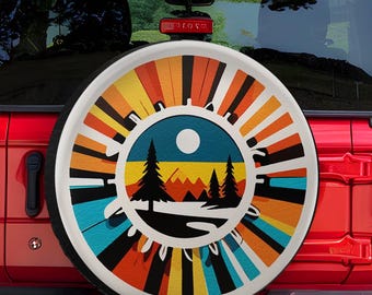 Mountain Sunrise Spare Tire Cover | PVC Leather, Waterproof, UV-Resistant