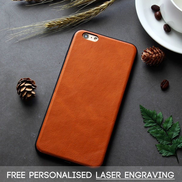 Sonderangebot Classic Brown Echtleder Handyhülle TPU Protect Cover Für iPhone 6 / 6s +, iPhone 7, iPhone 7+, KOSTENLOSE Gravur