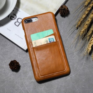 iPhone Hülle, Echtleder Handyhülle mit Kartenhalter für iPhone 11/12/13/14/15 Pro Max,iPhone X/XR,iPhone 7/8, Geschenk für Mann Classic Brown