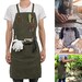 Leather Canvas Apron With Pockets&Adjustable M to XXL,Suitable for Barbecue/Woodworking/Gardener/Carpenters/Shop/Workwear,Ship from US/UK 