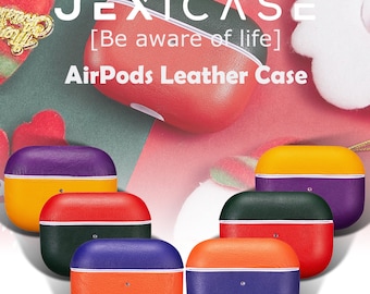 AirPods Hülle aus echtem Leder, Gravur für AirPods Pro Halter, farblich passendes Design, Bestes Valentinstagsgeschenk