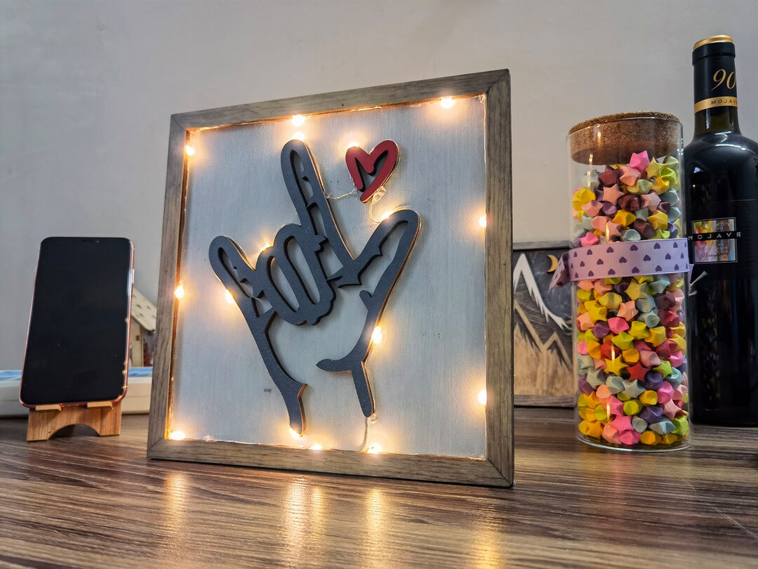 Wooden I Love You Sign Language Decor,love&peace Hand Sign,asl