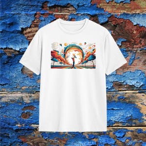 Father & Child Art T-Shirt: Joyful Abstract Design, Sentimental Dad Gift