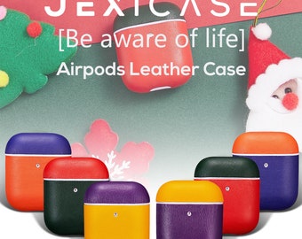 AirPods Hülle aus echtem Leder, 1&2(LED Sichtbar), farblich passendes Design, Bestes Geschenk zum Valentinstag